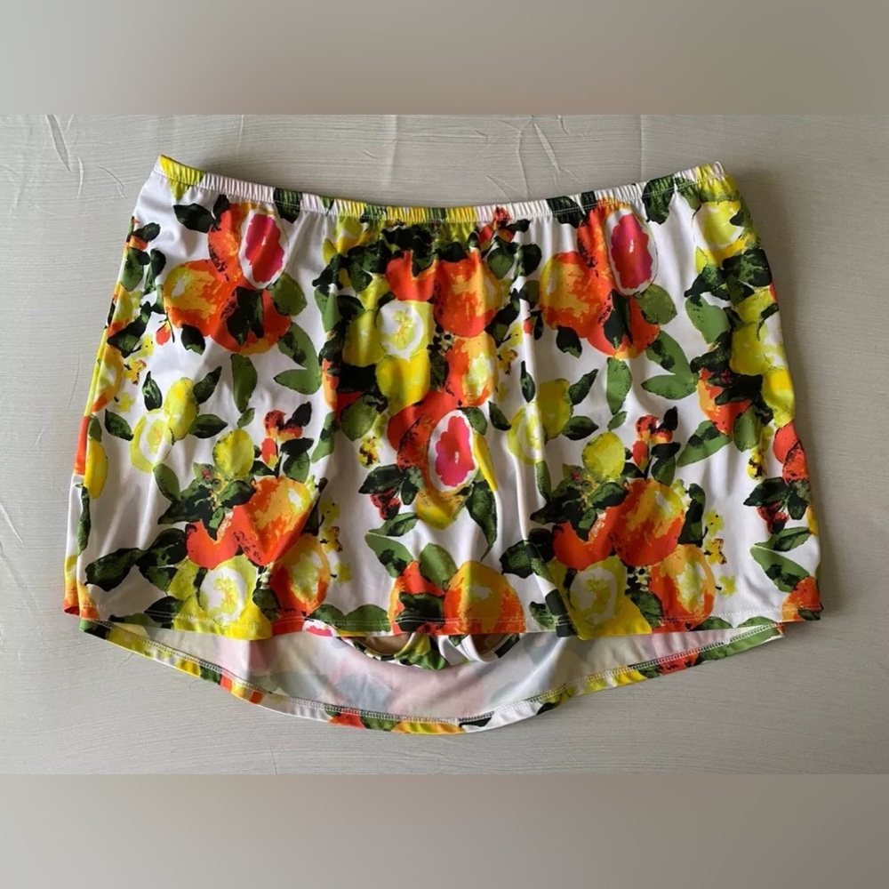 Cacique by Lane Bryant Women Plus Size 28 Yellow Orange Floral Swim Skirt